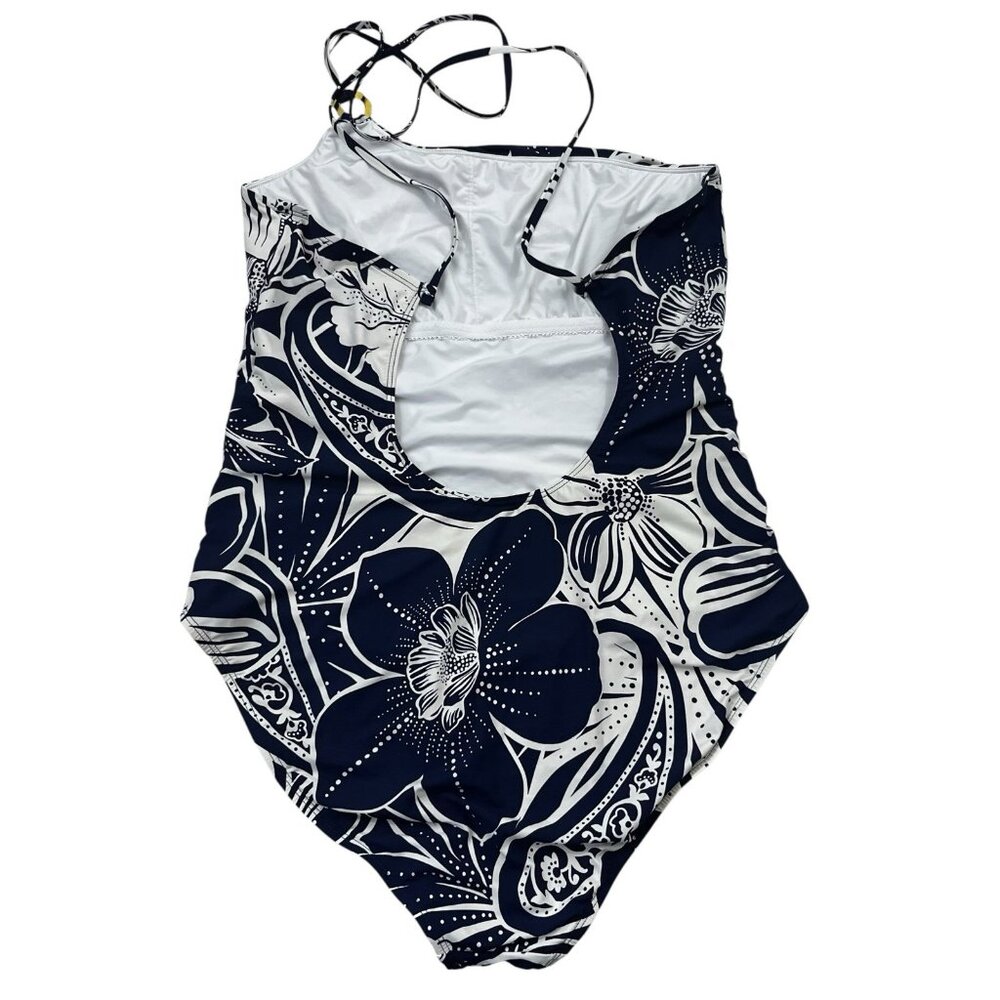 La Blanca At The Playa One Piece Swimsuit Size 16 Floral Blue White